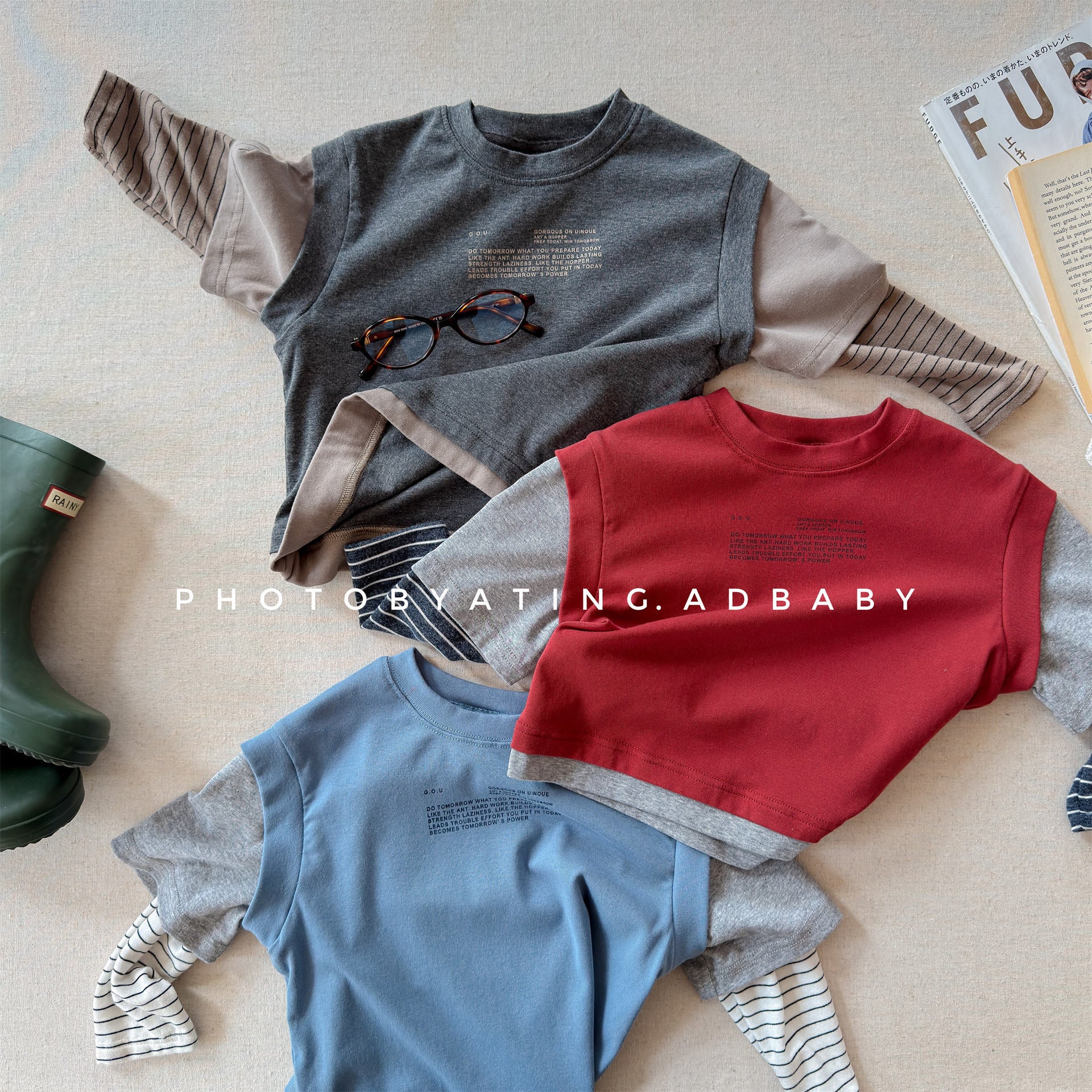 Fake Two Piece Sweatshirt ドッキング 長袖 Tシャツ【mh0012459】 ADbaby 長袖Tシャツ