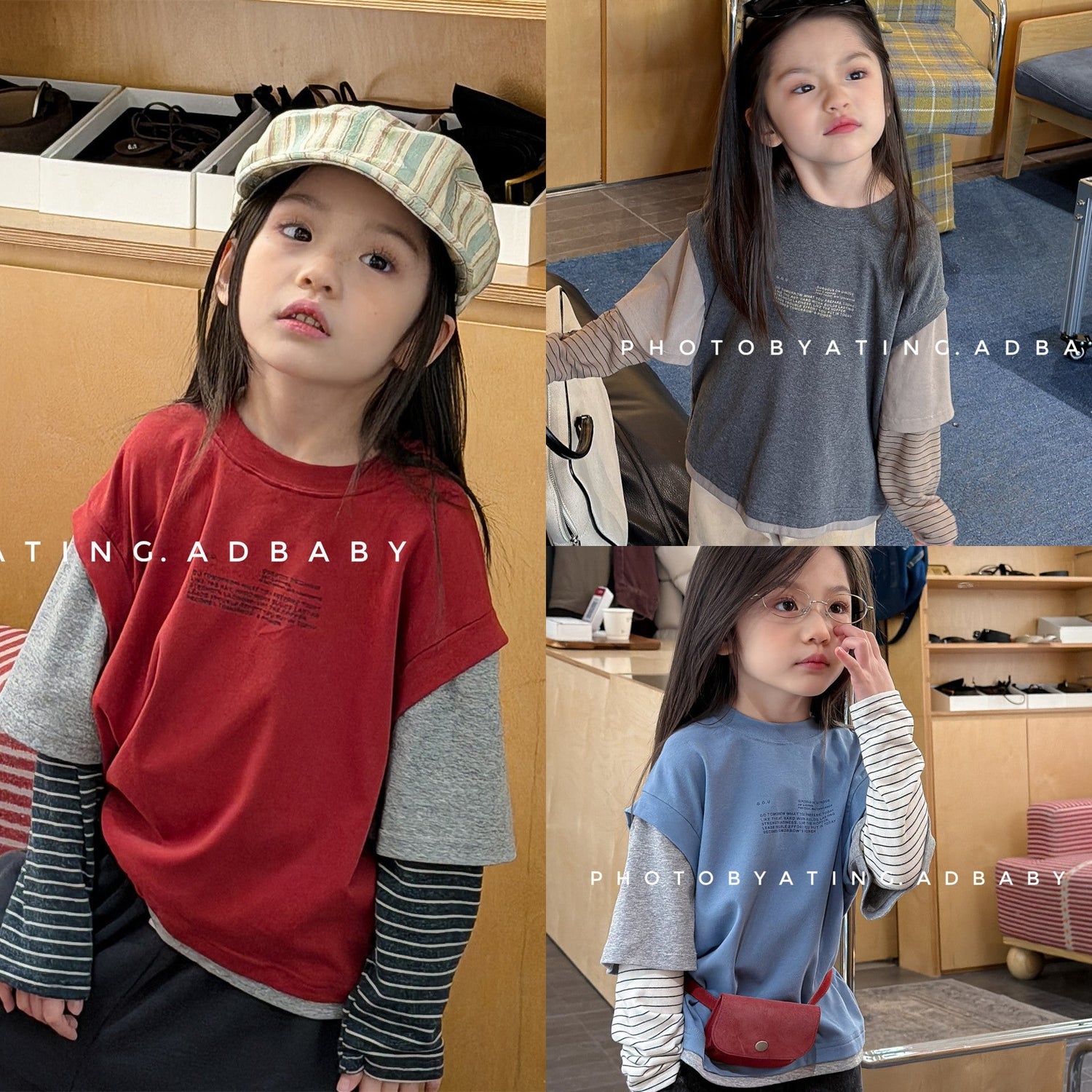 Fake Two Piece Sweatshirt ドッキング 長袖 Tシャツ【mh0012459】 ADbaby 長袖Tシャツ