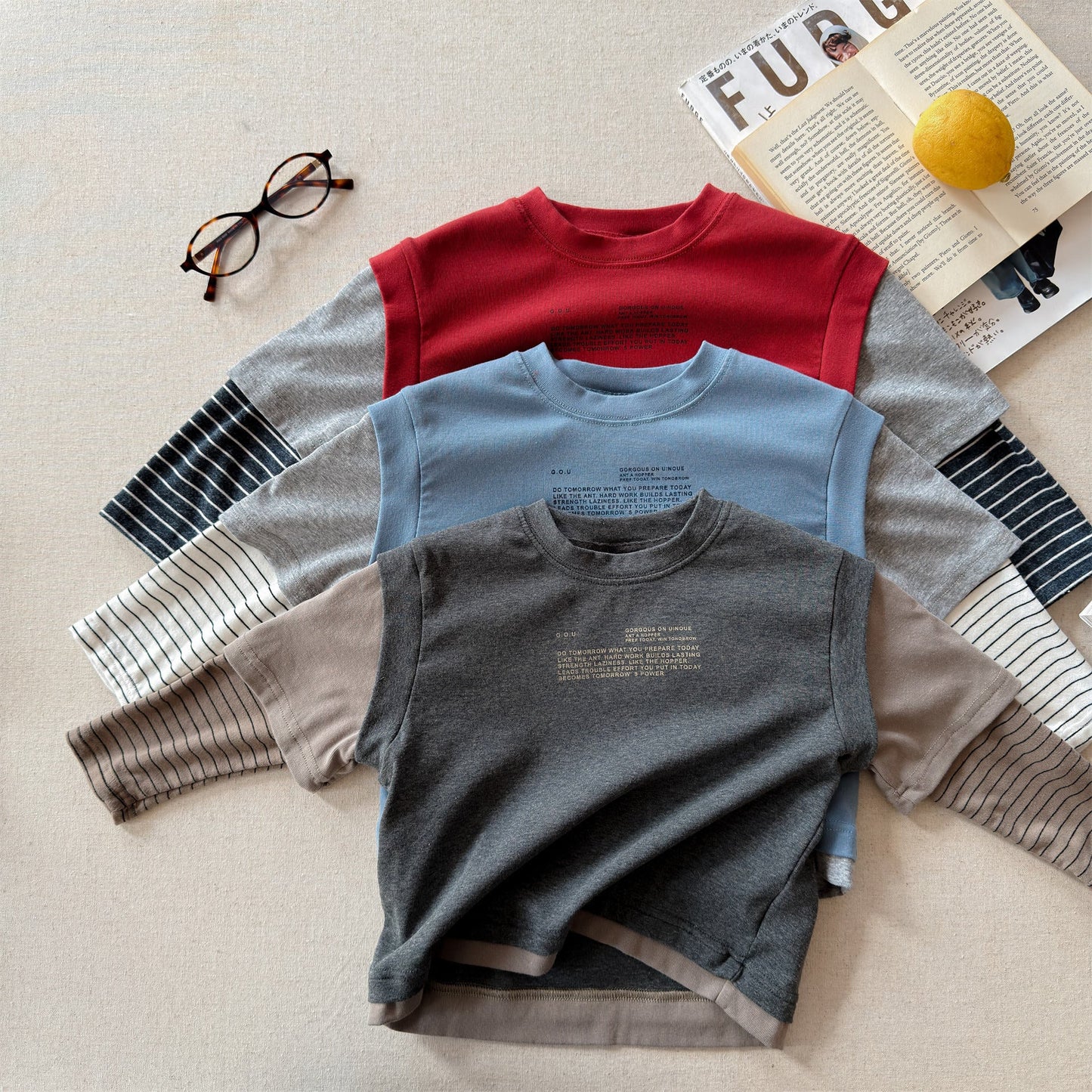 Fake Two Piece Sweatshirt ドッキング 長袖 Tシャツ【mh0012459】 ADbaby 長袖Tシャツ