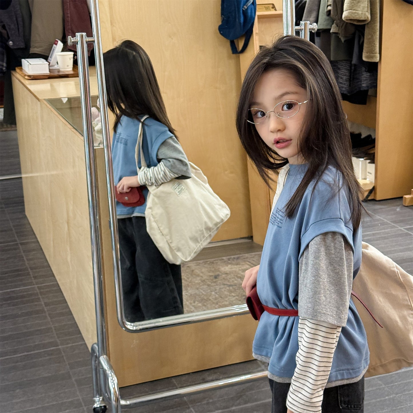 Fake Two Piece Sweatshirt ドッキング 長袖 Tシャツ【mh0012459】 ADbaby 長袖Tシャツ