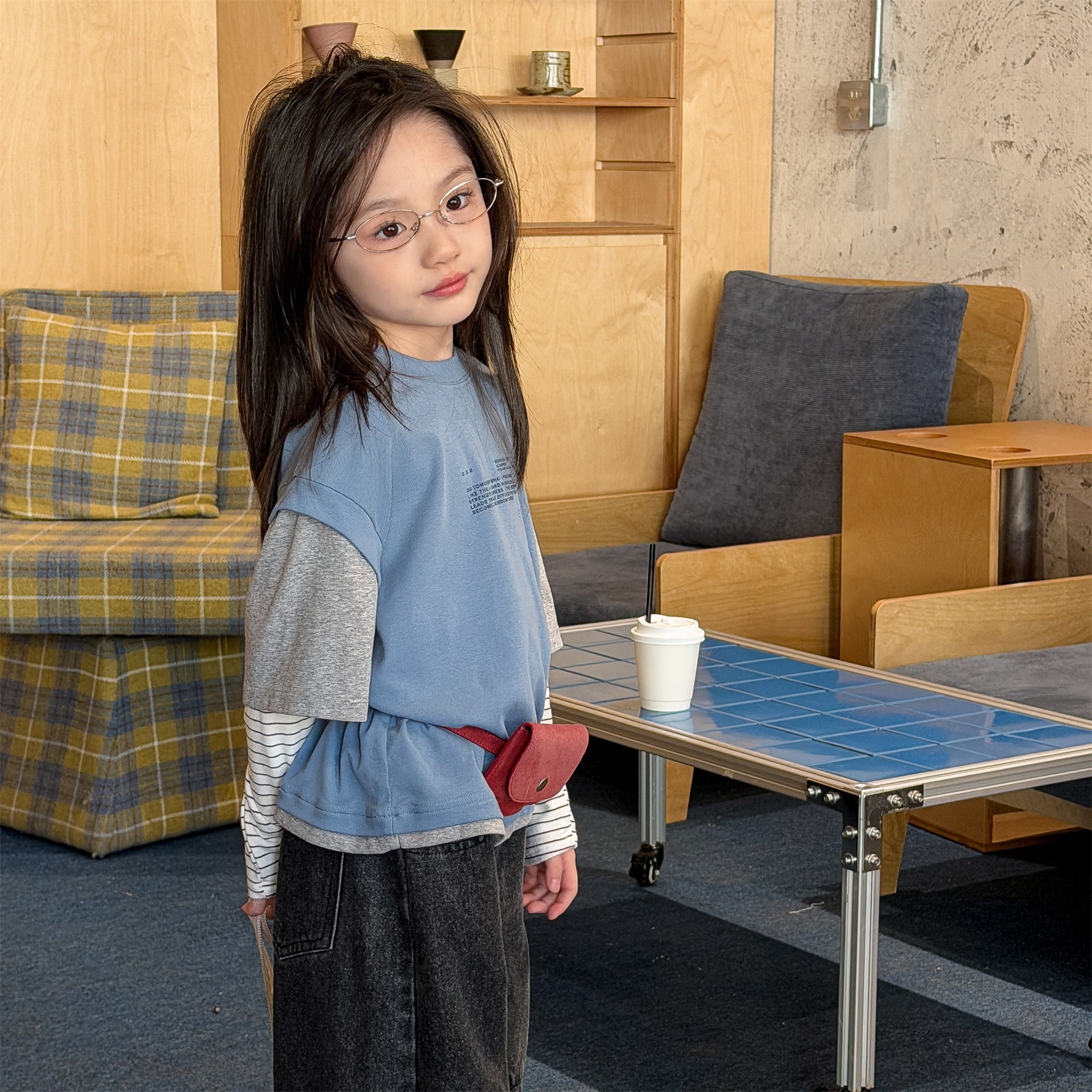 Fake Two Piece Sweatshirt ドッキング 長袖 Tシャツ【mh0012459】 ADbaby 長袖Tシャツ