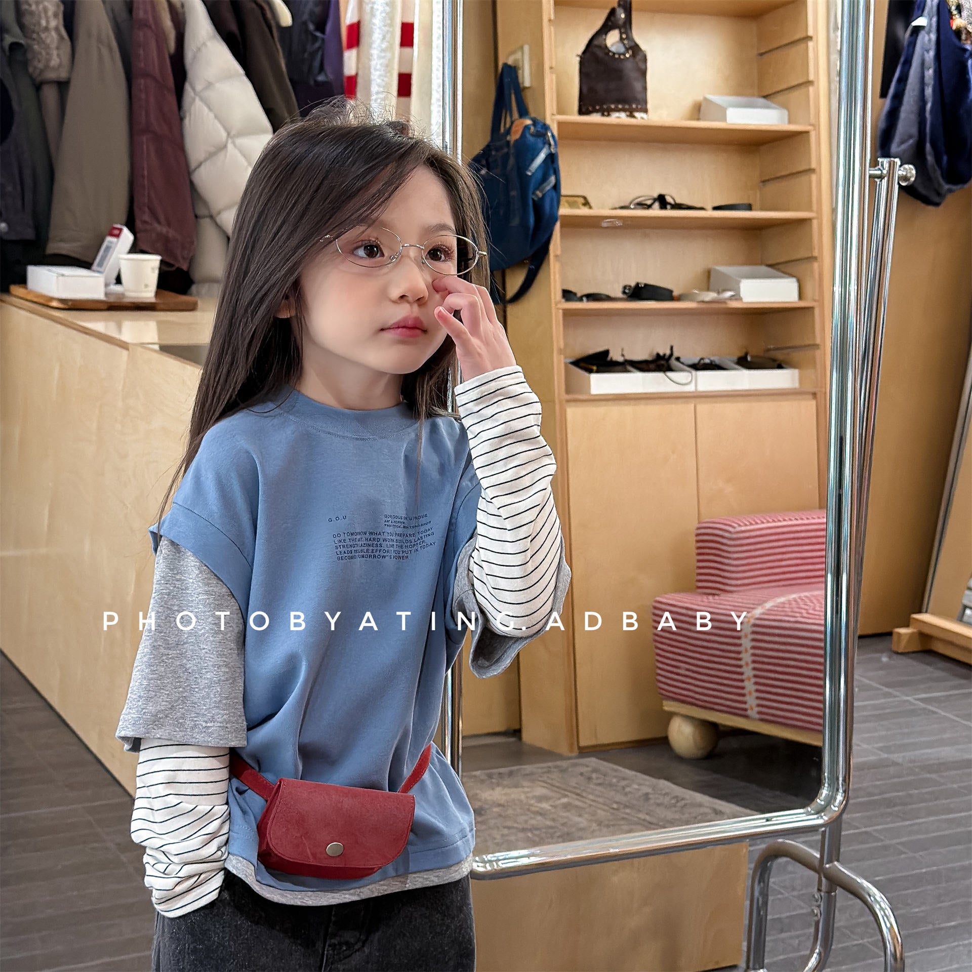 Fake Two Piece Sweatshirt ドッキング 長袖 Tシャツ【mh0012459】 ADbaby 長袖Tシャツ