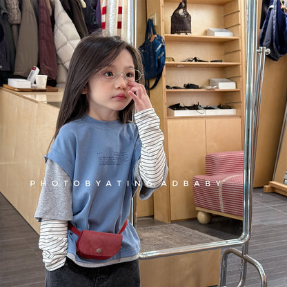 Fake Two Piece Sweatshirt ドッキング 長袖 Tシャツ【mh0012459】 ADbaby 長袖Tシャツ