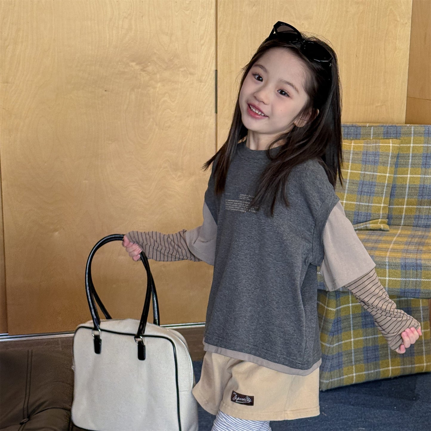 Fake Two Piece Sweatshirt ドッキング 長袖 Tシャツ【mh0012459】 ADbaby 長袖Tシャツ