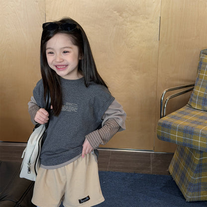 Fake Two Piece Sweatshirt ドッキング 長袖 Tシャツ【mh0012459】 ADbaby 長袖Tシャツ