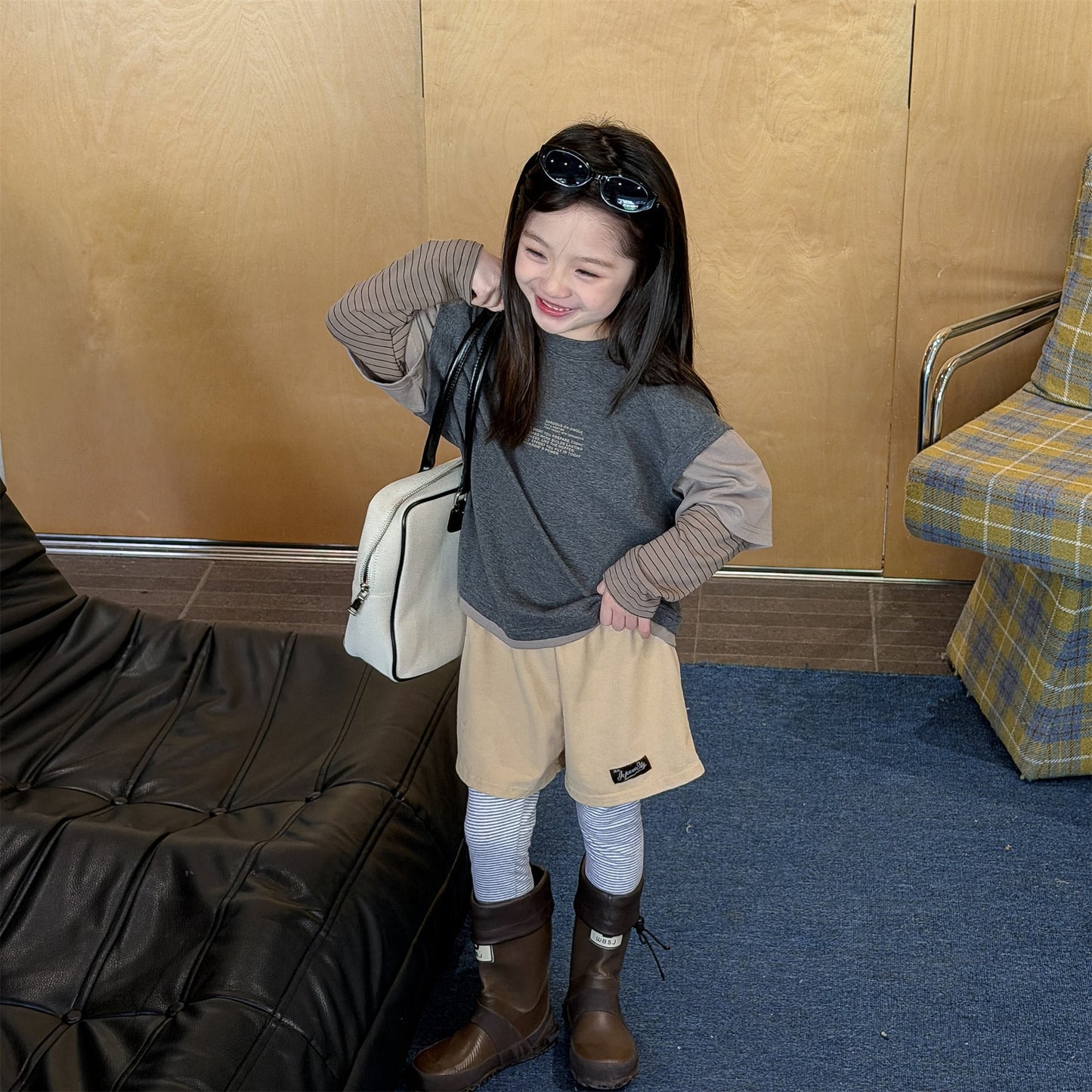 Fake Two Piece Sweatshirt ドッキング 長袖 Tシャツ【mh0012459】 ADbaby 長袖Tシャツ