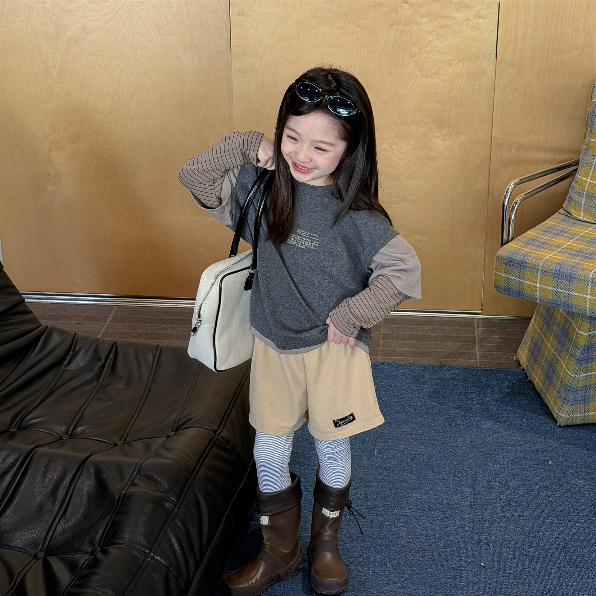 Fake Two Piece Sweatshirt ドッキング 長袖 Tシャツ【mh0012459】 ADbaby 長袖Tシャツ