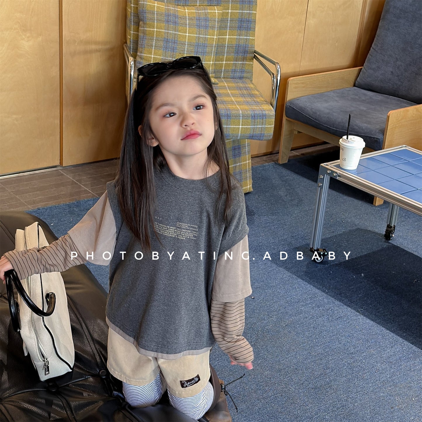 Fake Two Piece Sweatshirt ドッキング 長袖 Tシャツ【mh0012459】 ADbaby 長袖Tシャツ