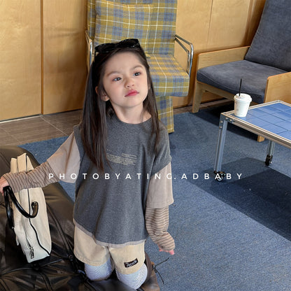 Fake Two Piece Sweatshirt ドッキング 長袖 Tシャツ【mh0012459】 ADbaby 長袖Tシャツ