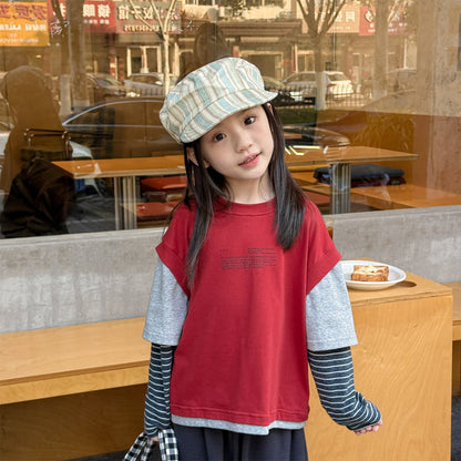 Fake Two Piece Sweatshirt ドッキング 長袖 Tシャツ【mh0012459】 ADbaby 長袖Tシャツ