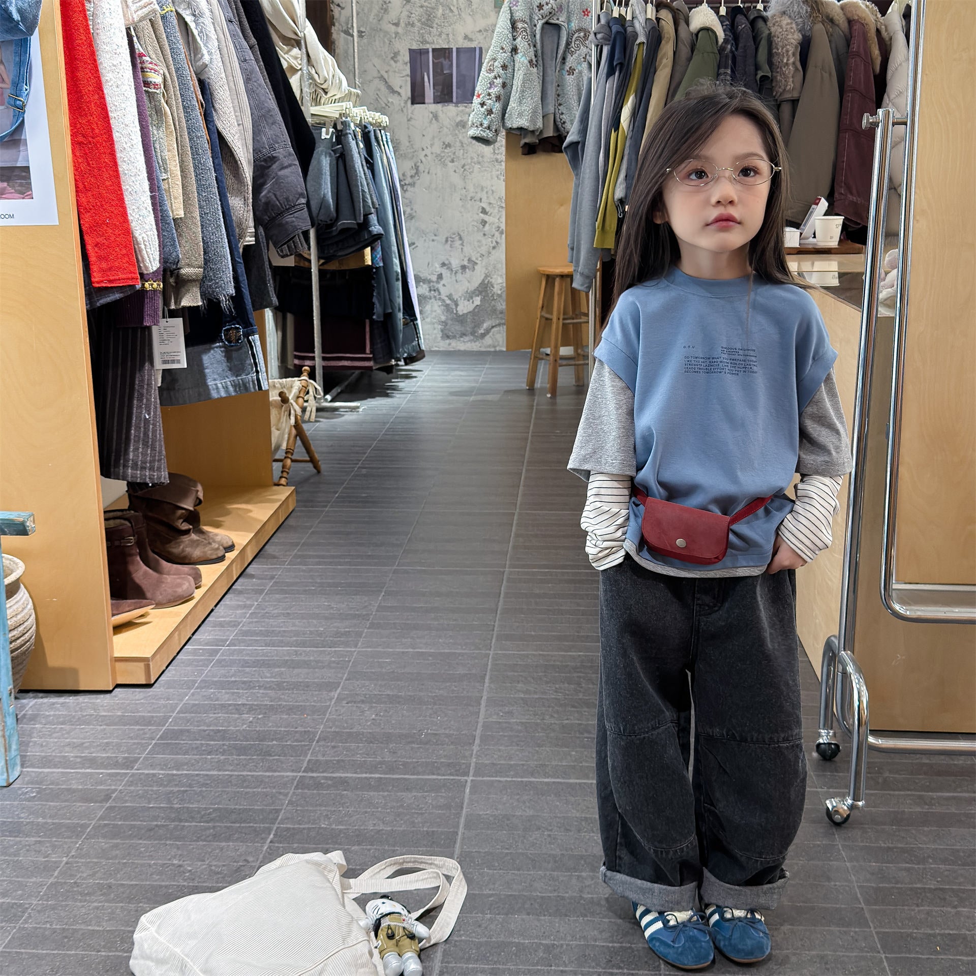 Fake Two Piece Sweatshirt ドッキング 長袖 Tシャツ【mh0012459】 ADbaby 長袖Tシャツ