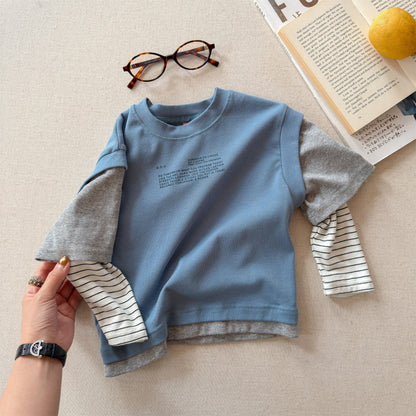 Fake Two Piece Sweatshirt ドッキング 長袖 Tシャツ【mh0012459】 Blue / 80cm ADbaby 長袖Tシャツ