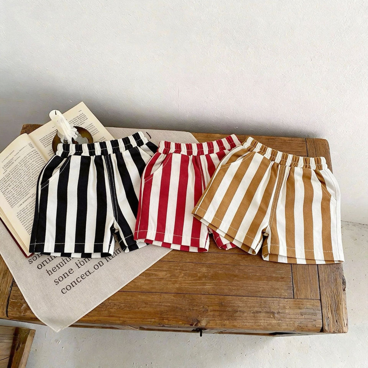 Fashionable Wide Stripe Casual Shorts ストライプ ショートパンツ【mh0013285】 yi nian ni ハーフパンツ・ショートパンツ