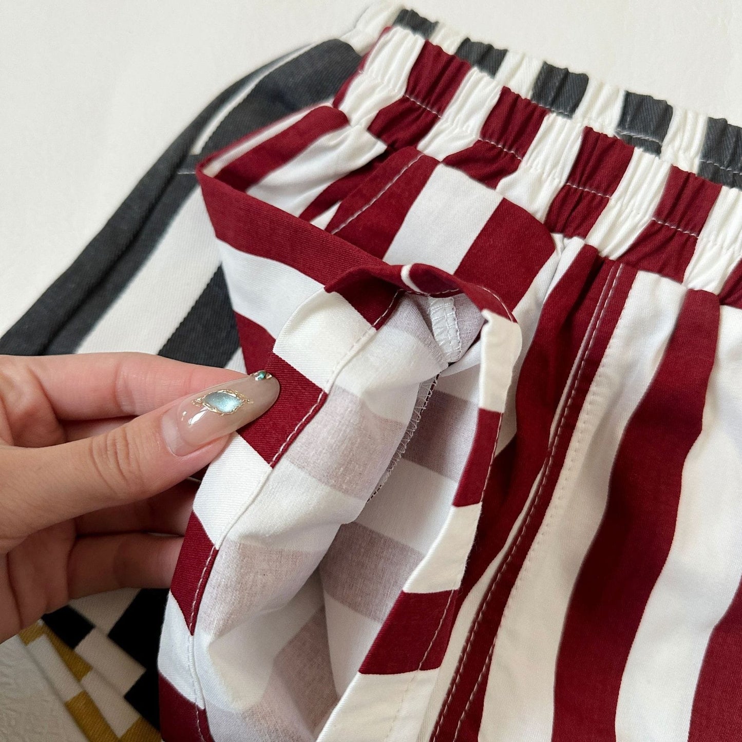 Fashionable Wide Stripe Casual Shorts ストライプ ショートパンツ【mh0013285】 yi nian ni ハーフパンツ・ショートパンツ