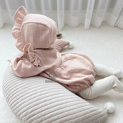Fawn Embroidered Ruffle Bodysuit 小鹿 刺繍 フリル 長袖ロンパース【mh0012696】 BBAMMA 長袖ロンパース