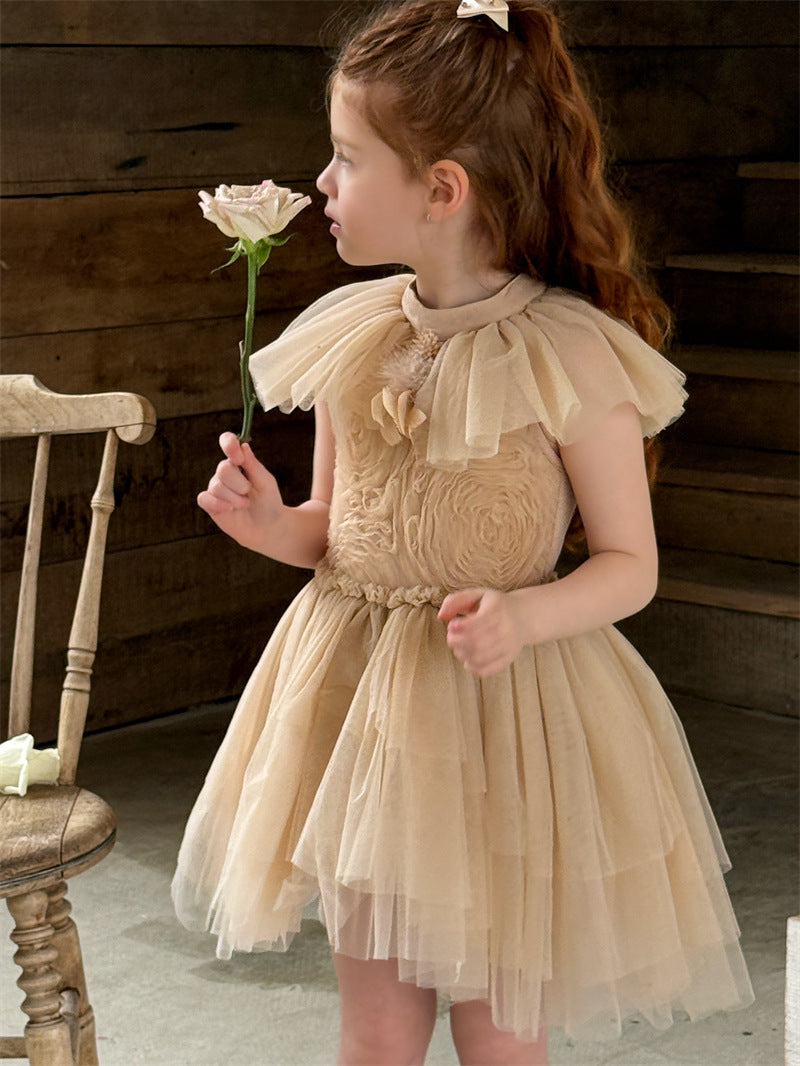 Feather Rhinestone Mesh Princess Dress フェザー ビジュー ノースリーブワンピース【mh0012417】 Chengle