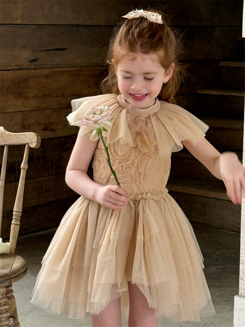 Feather Rhinestone Mesh Princess Dress フェザー ビジュー ノースリーブワンピース【mh0012417】 Chengle