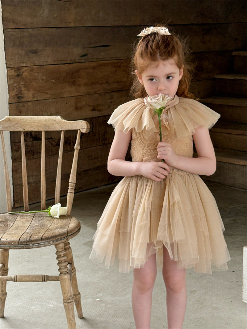 Feather Rhinestone Mesh Princess Dress フェザー ビジュー ノースリーブワンピース【mh0012417】 Chengle
