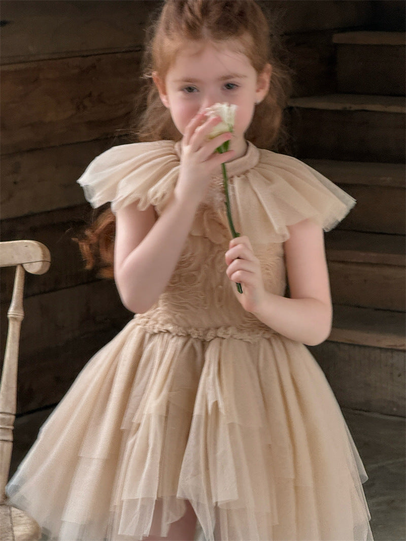Feather Rhinestone Mesh Princess Dress フェザー ビジュー ノースリーブワンピース【mh0012417】 mamahalo shop