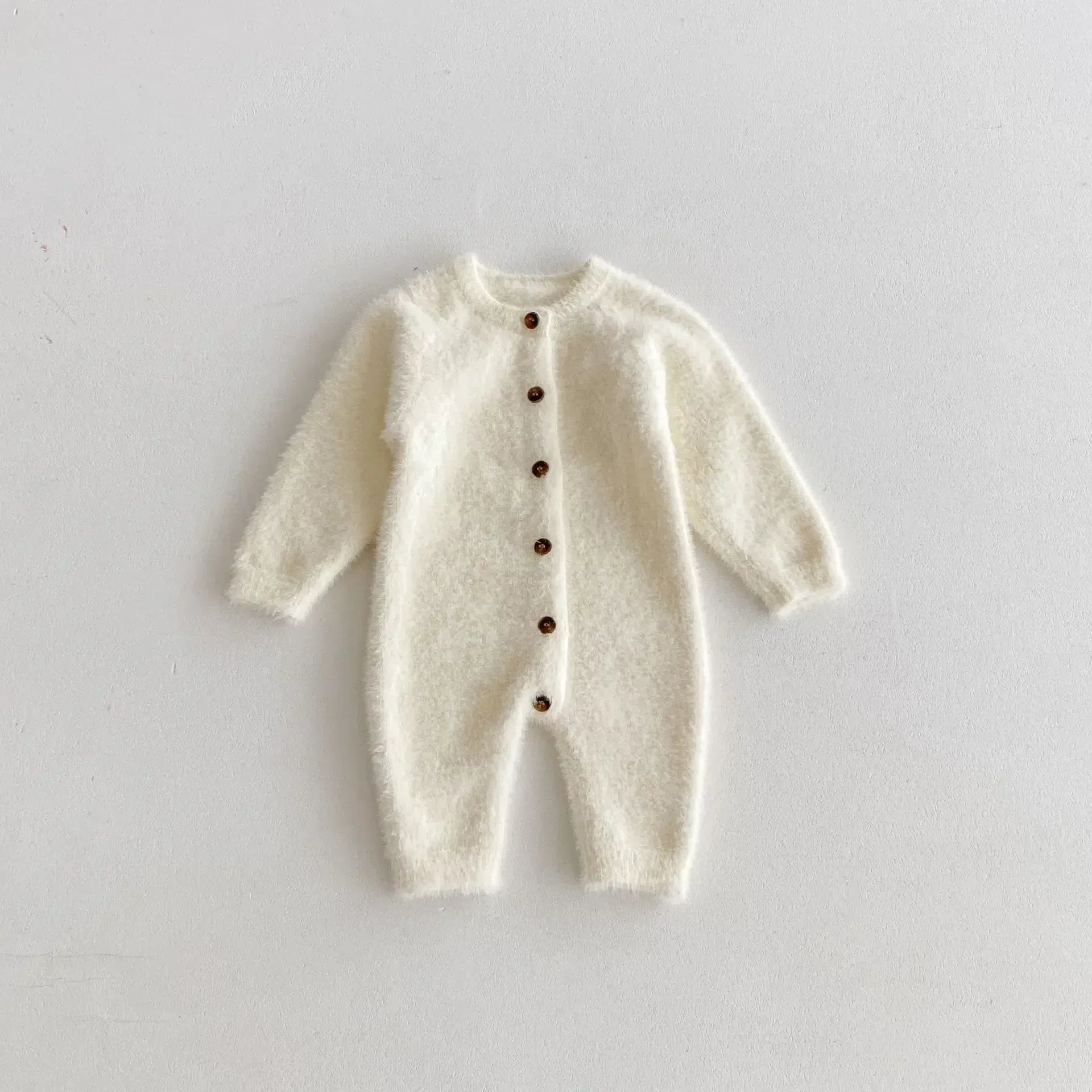 長袖ジャンプスーツ Apricot / 66cm ベビージャンプスーツ ソフトファー長袖ロンパース 3カラー【mh0007323】