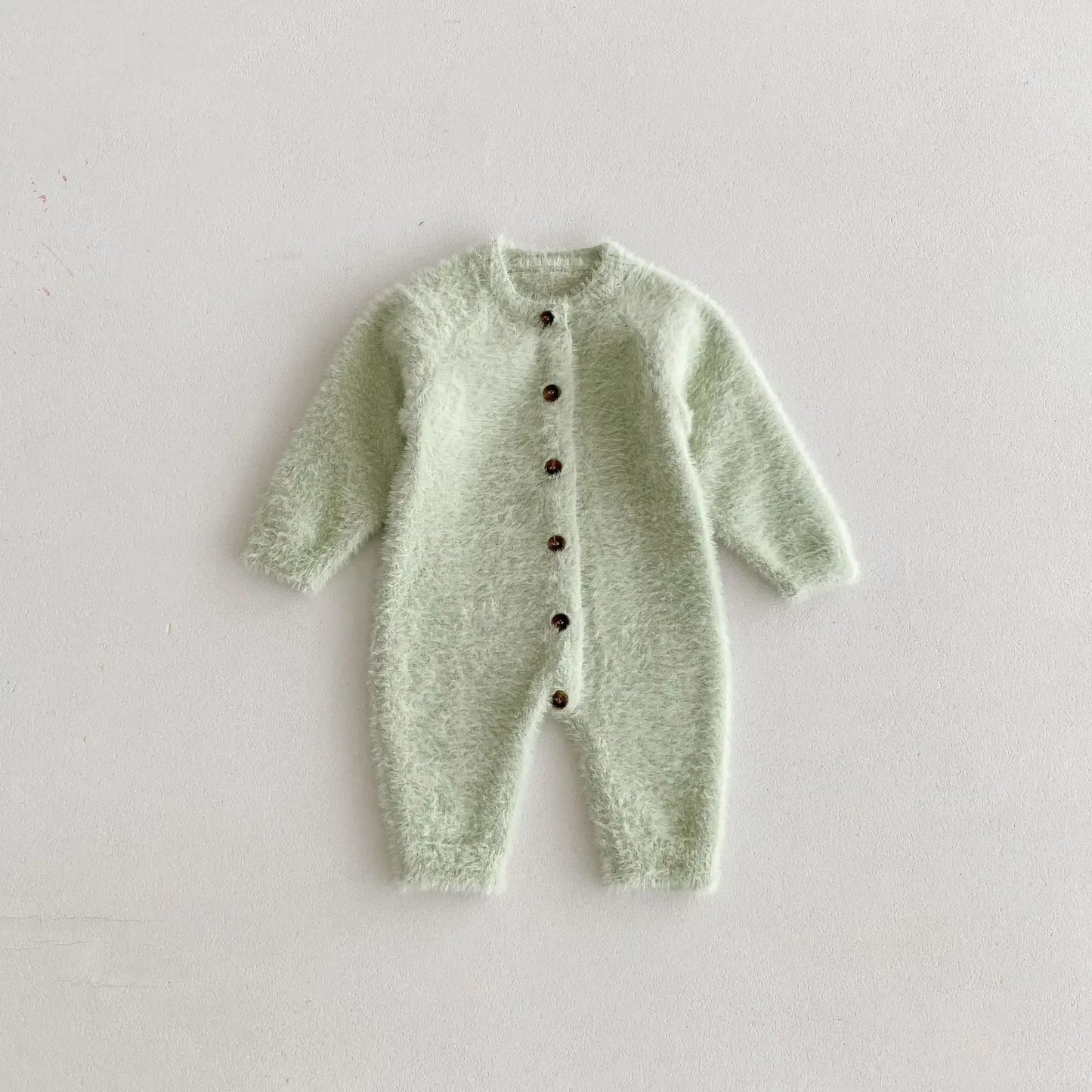 長袖ジャンプスーツ Green / 66cm ベビージャンプスーツ ソフトファー長袖ロンパース 3カラー【mh0007323】