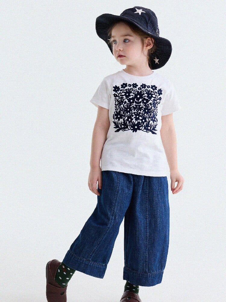 Flocked Print Cotton T-shirt フロッキー 半袖Tシャツ【mh0013184】 yunerma 半袖Tシャツ