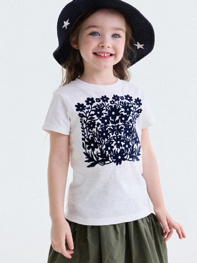 Flocked Print Cotton T-shirt フロッキー 半袖Tシャツ【mh0013184】 yunerma 半袖Tシャツ