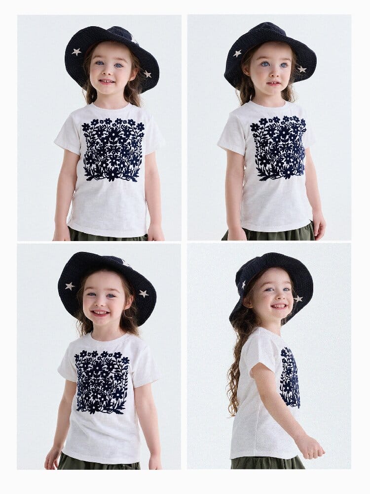 Flocked Print Cotton T-shirt フロッキー 半袖Tシャツ【mh0013184】 yunerma 半袖Tシャツ