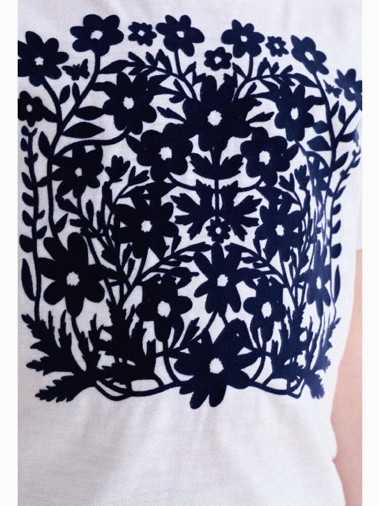 Flocked Print Cotton T-shirt フロッキー 半袖Tシャツ【mh0013184】 yunerma 半袖Tシャツ