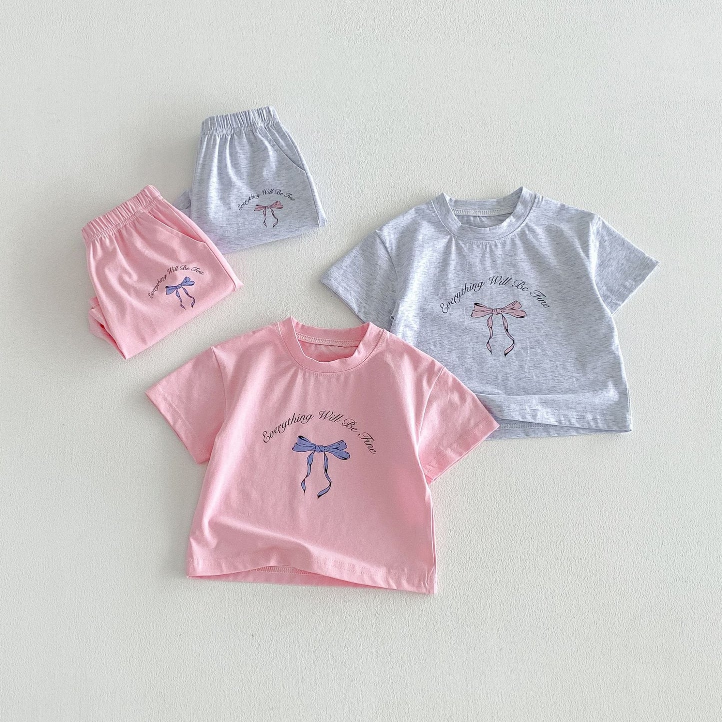 Floral Bow T-shirt Shorts Set フラワー リボン 半袖 セットアップ【mh0012716】 angou 半袖セットアップ