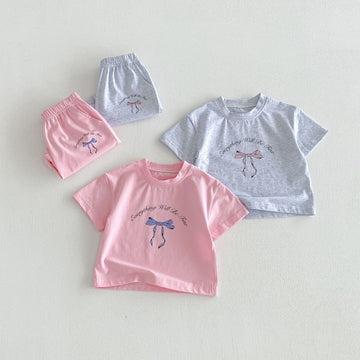 Floral Bow T-shirt Shorts Set フラワー リボン 半袖 セットアップ【mh0012716】 angou 半袖セットアップ