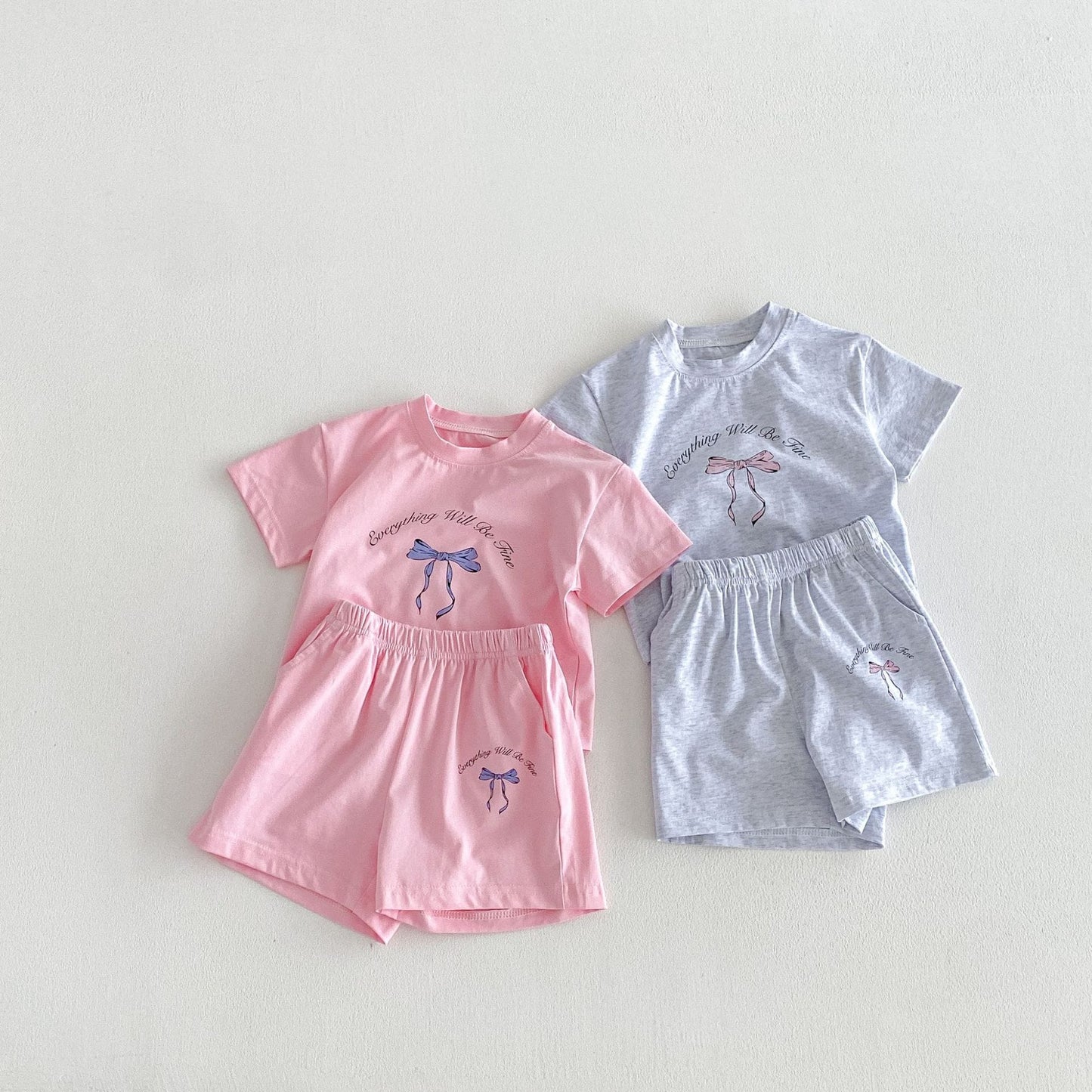 Floral Bow T-shirt Shorts Set フラワー リボン 半袖 セットアップ【mh0012716】 angou 半袖セットアップ