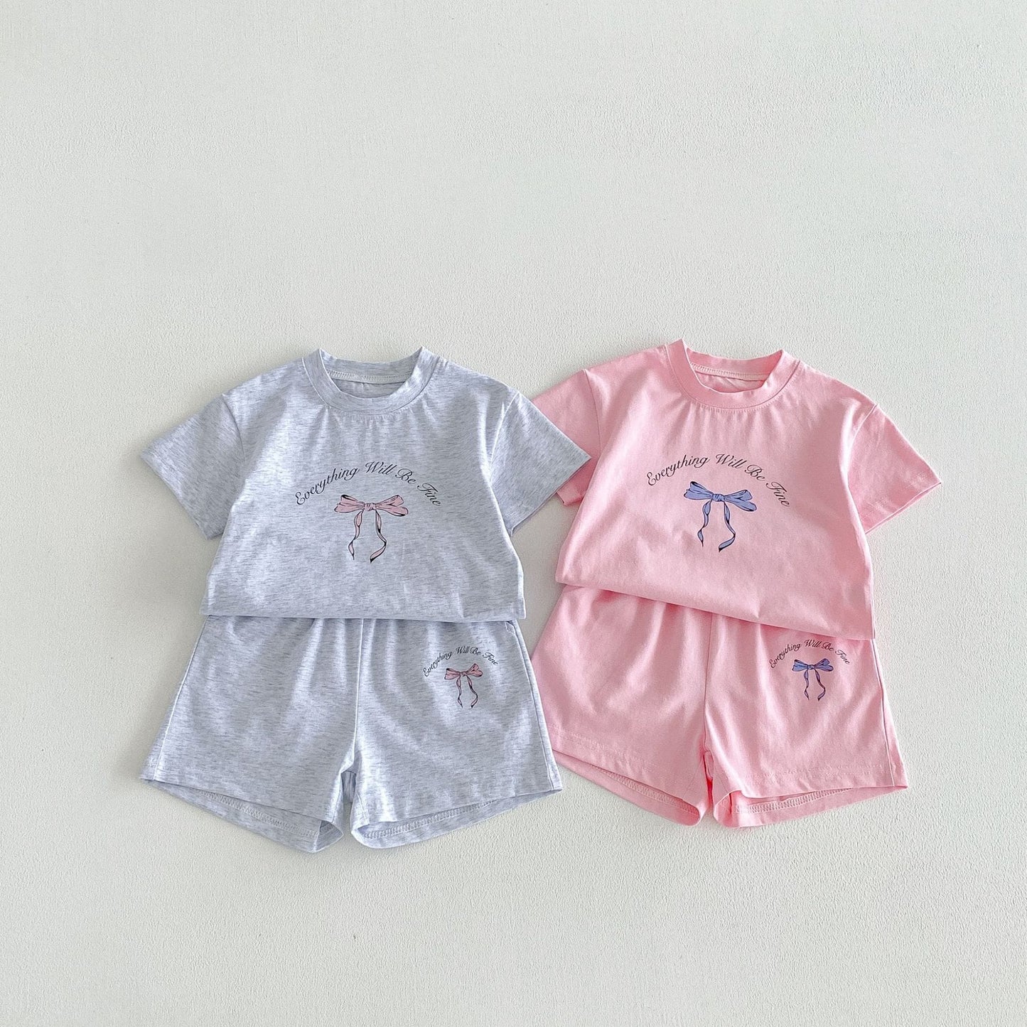 Floral Bow T-shirt Shorts Set フラワー リボン 半袖 セットアップ【mh0012716】 angou 半袖セットアップ