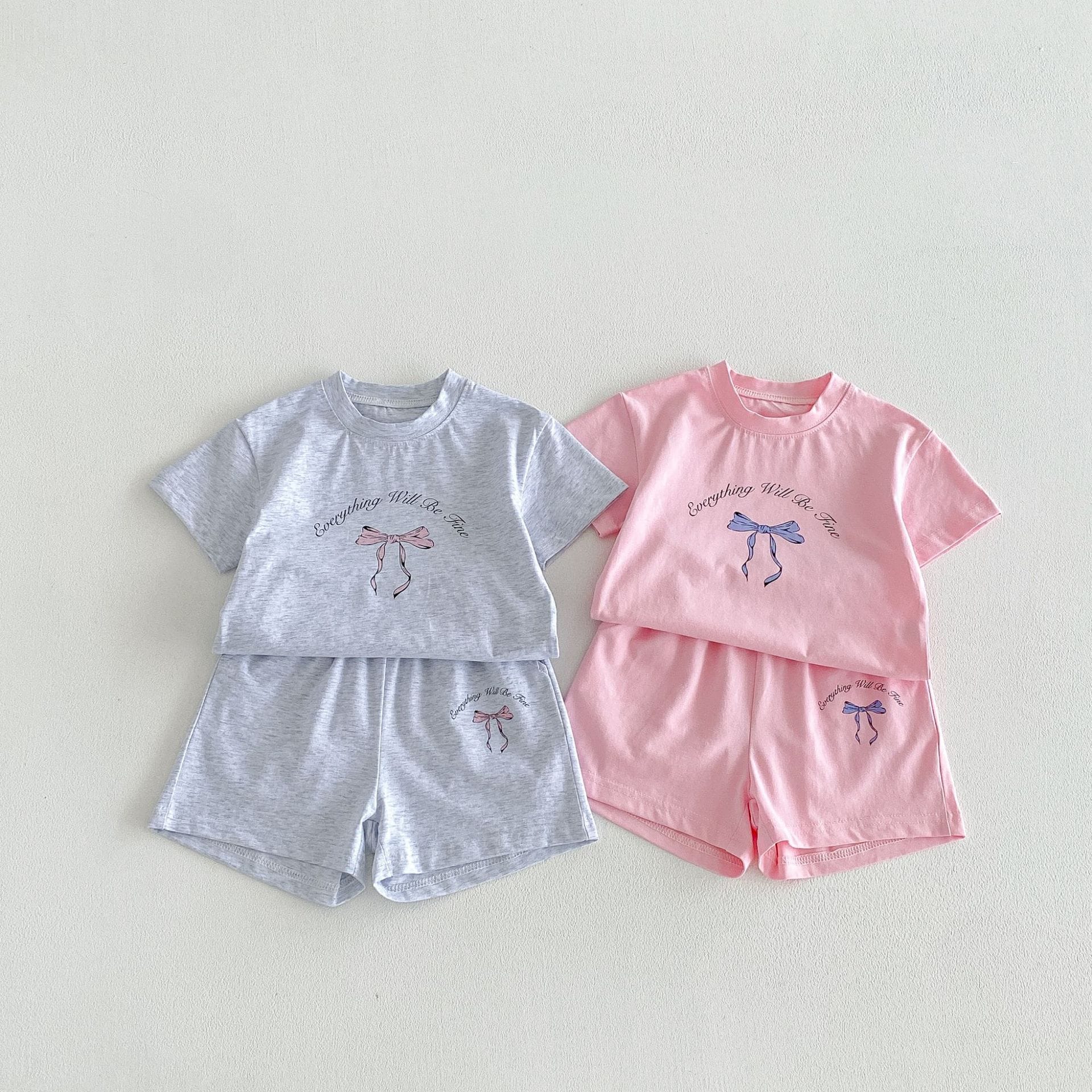 Floral Bow T-shirt Shorts Set フラワー リボン 半袖 セットアップ【mh0012716】 angou 半袖セットアップ