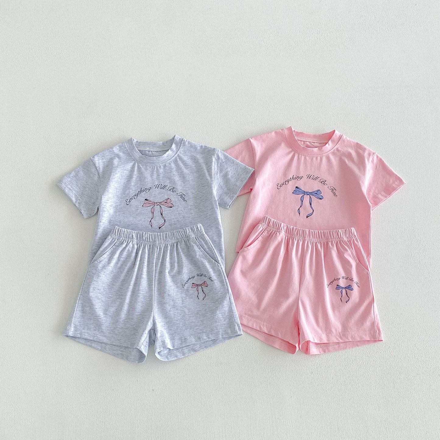 Floral Bow T-shirt Shorts Set フラワー リボン 半袖 セットアップ【mh0012716】 angou 半袖セットアップ