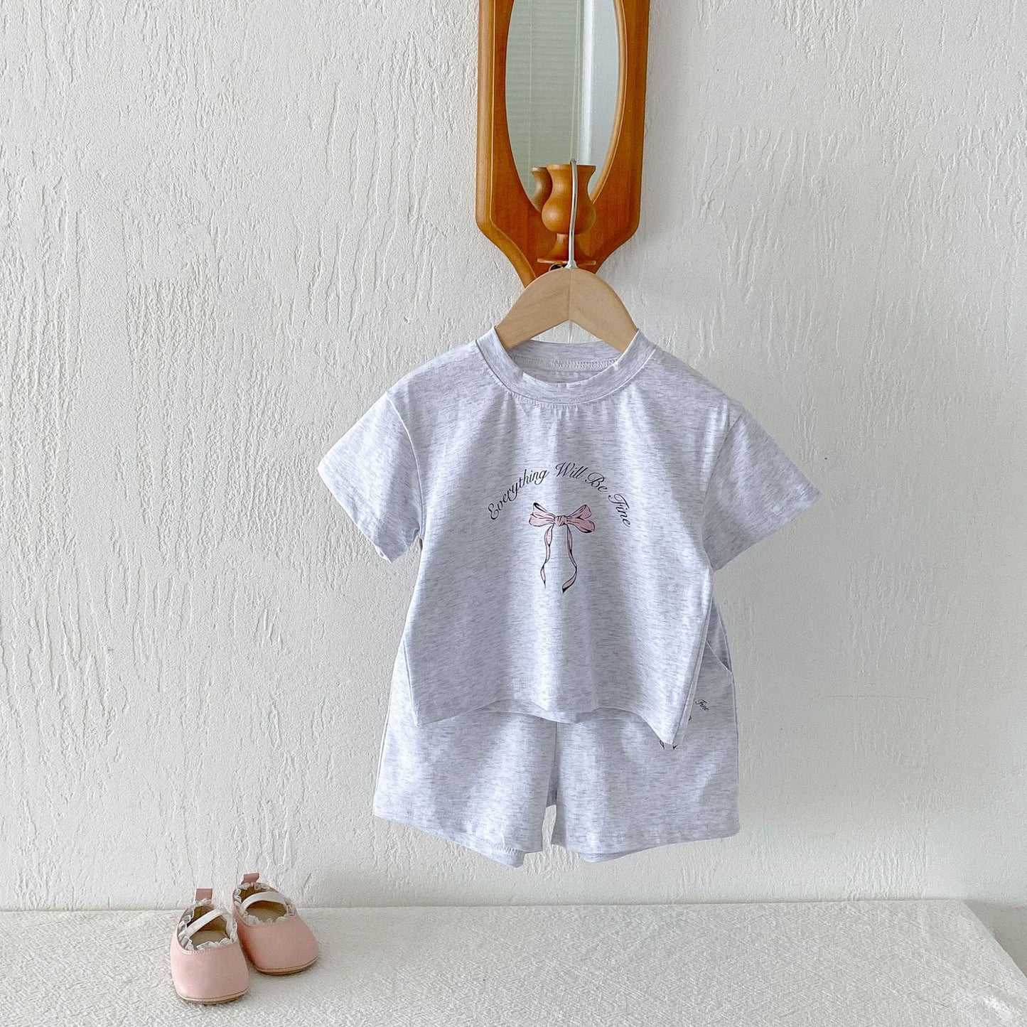 Floral Bow T-shirt Shorts Set フラワー リボン 半袖 セットアップ【mh0012716】 angou 半袖セットアップ