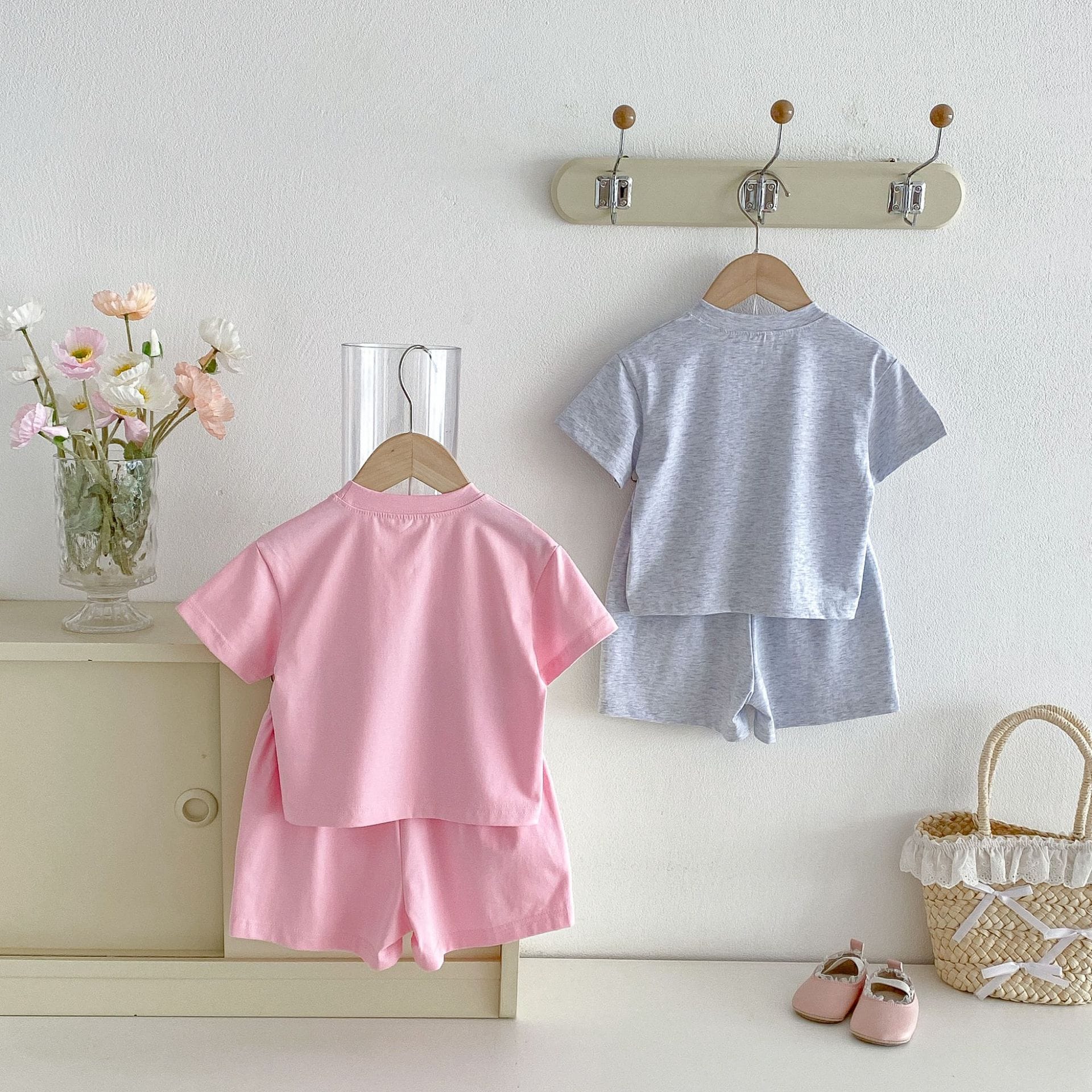 Floral Bow T-shirt Shorts Set フラワー リボン 半袖 セットアップ【mh0012716】 angou 半袖セットアップ