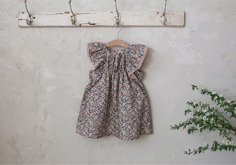Floral Butterfly Dress 花柄 バタフライスリーブワンピース【mh0012983】 Strawberry Coral 半袖ワンピース