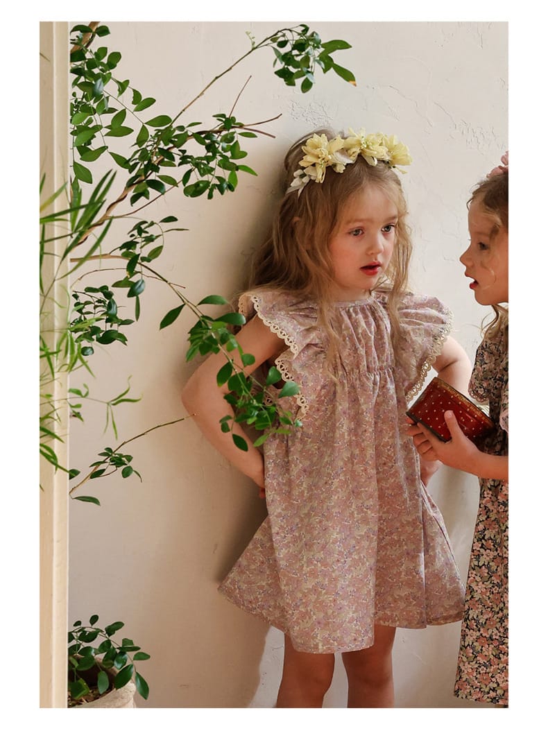 Floral Butterfly Dress 花柄 バタフライスリーブワンピース【mh0012983】 Strawberry Coral 半袖ワンピース