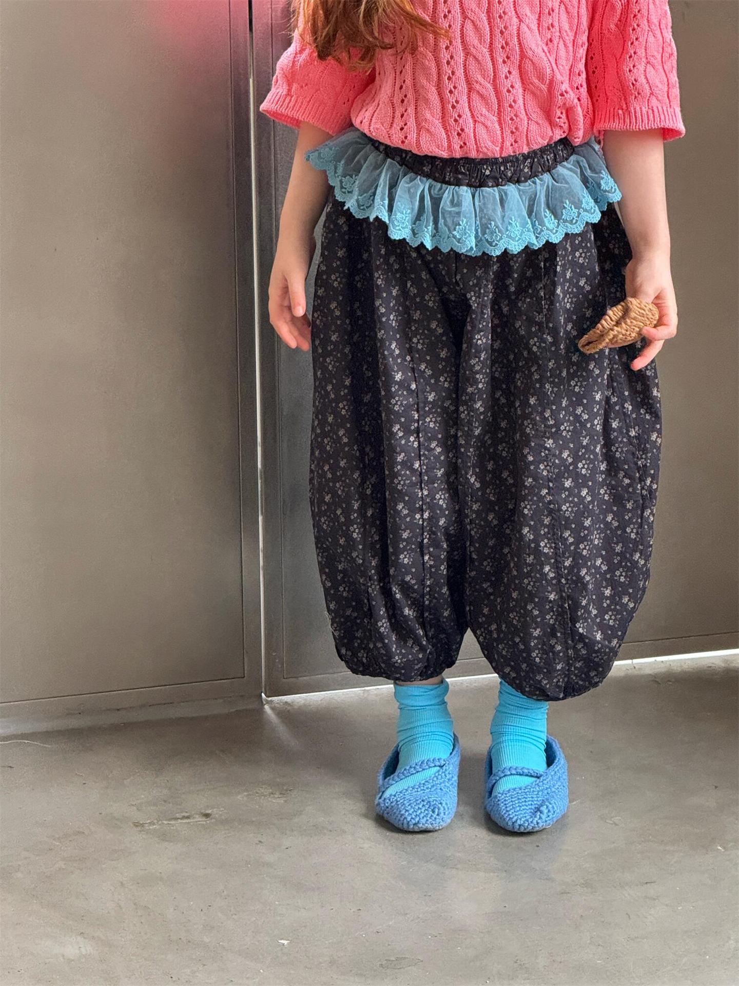 Floral Cotton Patchwork Crop Pants 花柄 パッチワーク クロップドパンツ【mh0012320】 Black / 90cm Jianzidan