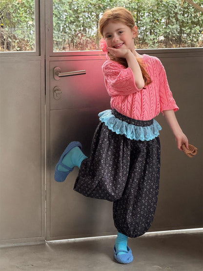 Floral Cotton Patchwork Crop Pants 花柄 パッチワーク クロップドパンツ【mh0012320】 Jianzidan