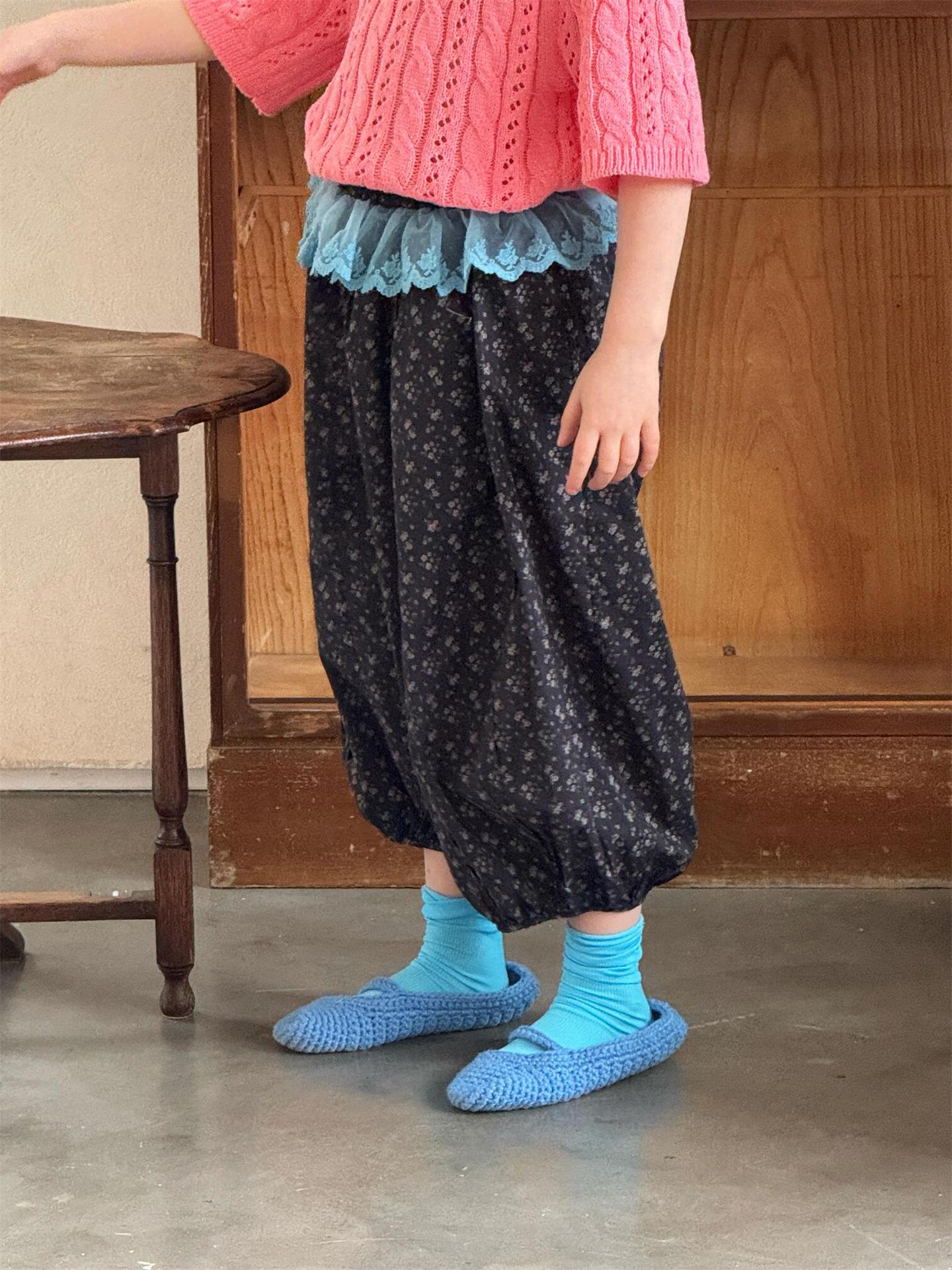 Floral Cotton Patchwork Crop Pants 花柄 パッチワーク クロップドパンツ【mh0012320】 Jianzidan