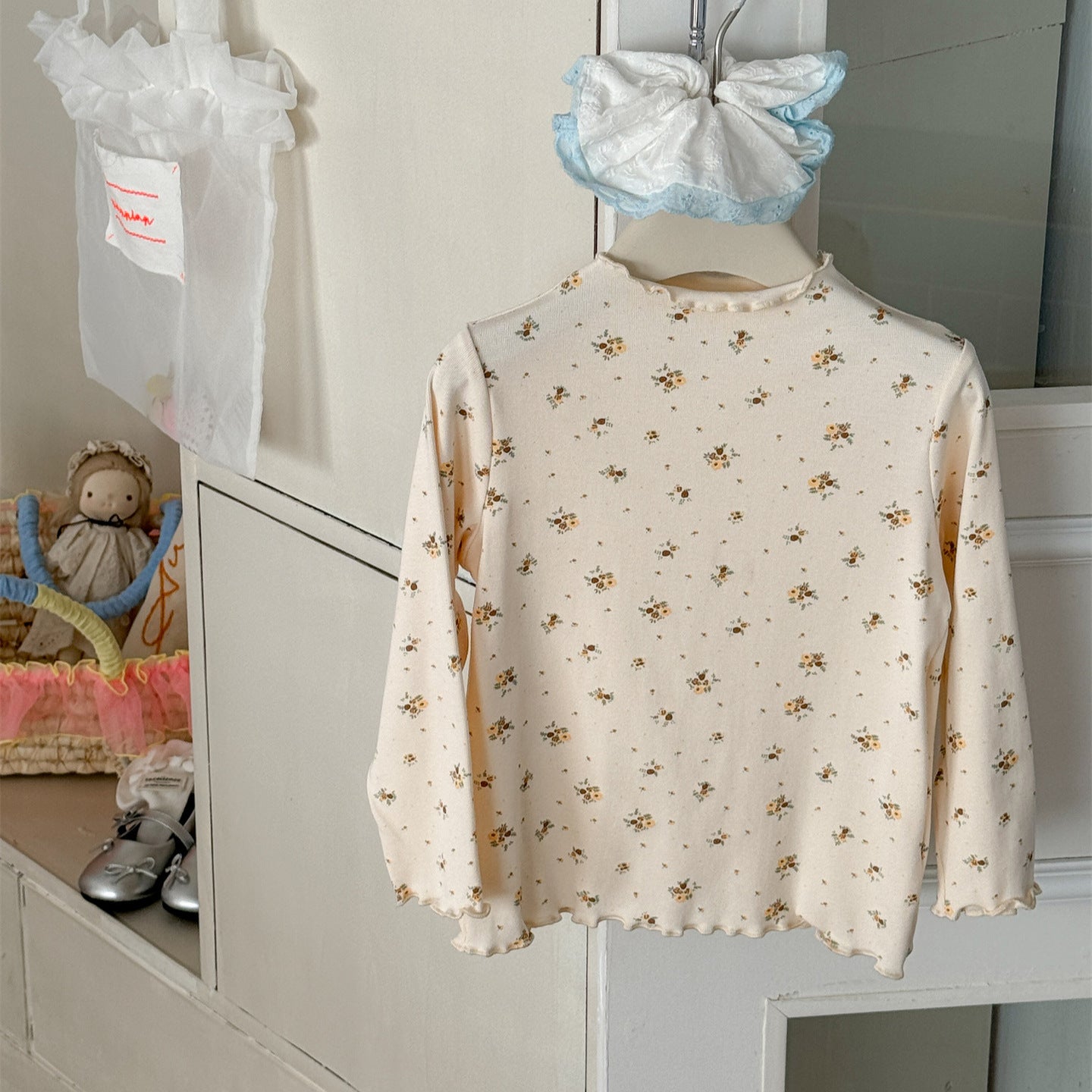 Floral Elastic Long Sleeve T 花柄 ストレッチTシャツ【mh0012286】 Beige / 90cm Laibaobao