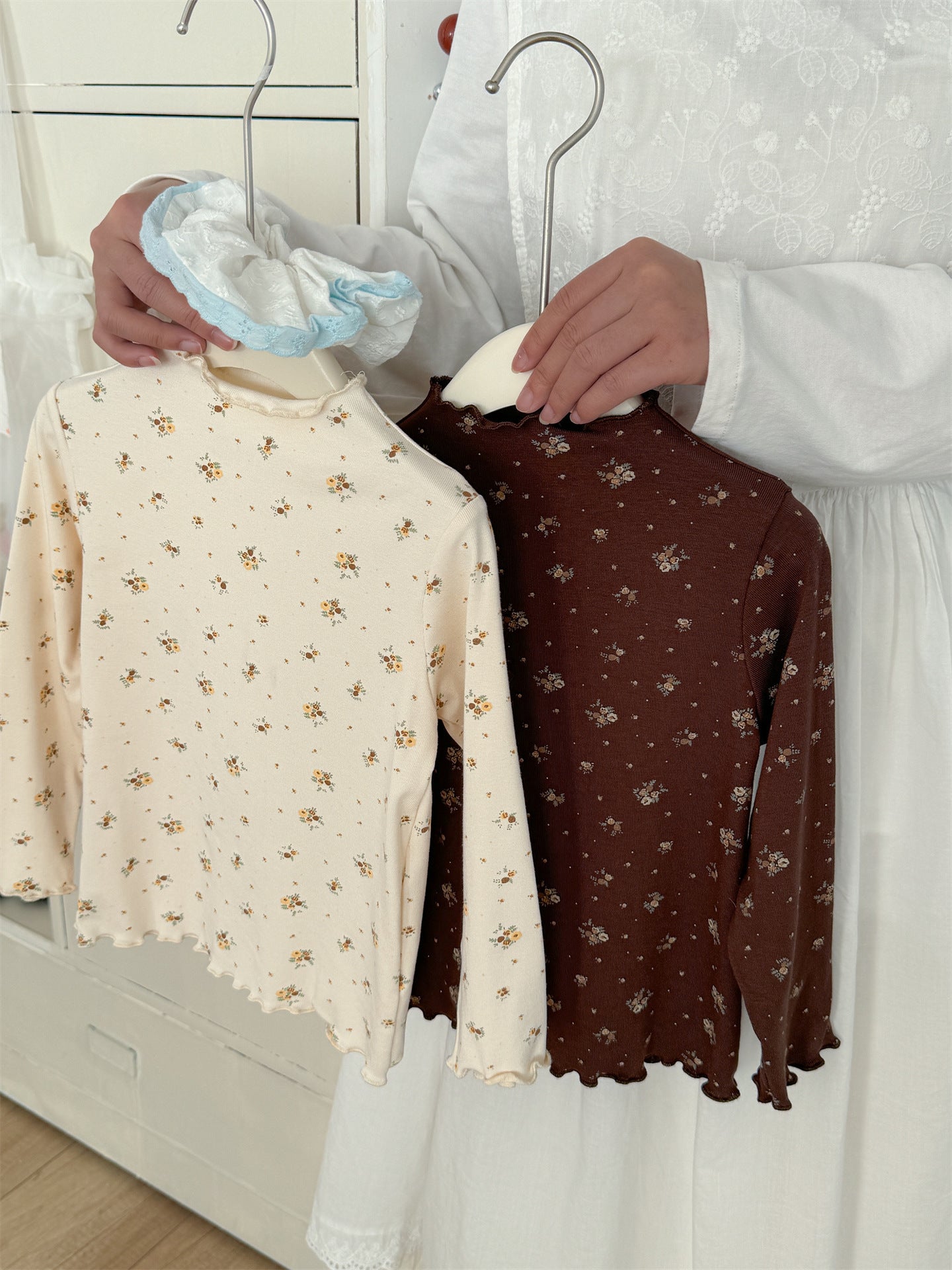 Floral Elastic Long Sleeve T 花柄 ストレッチTシャツ【mh0012286】 Laibaobao