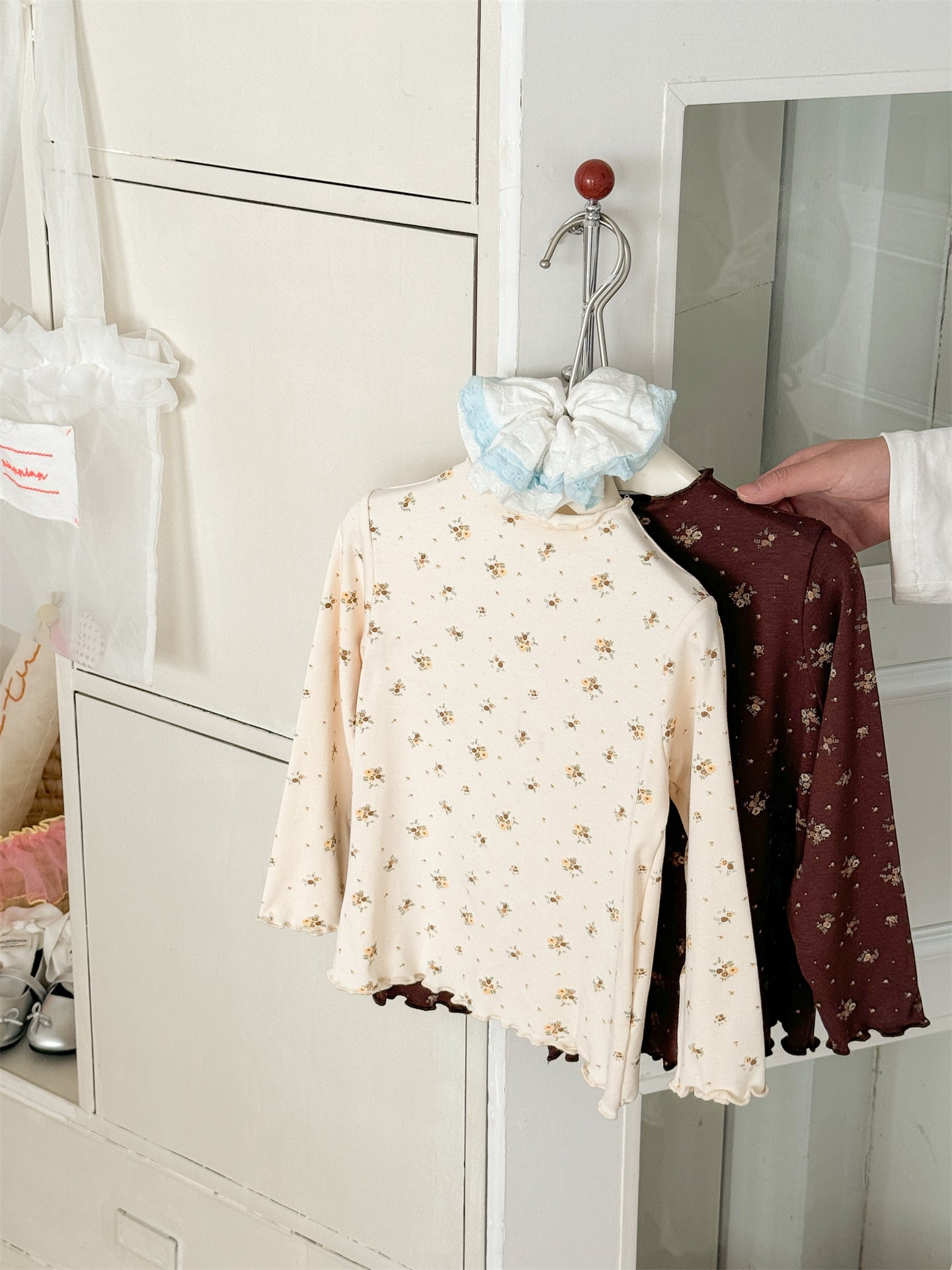 Floral Elastic Long Sleeve T 花柄 ストレッチTシャツ【mh0012286】 Laibaobao