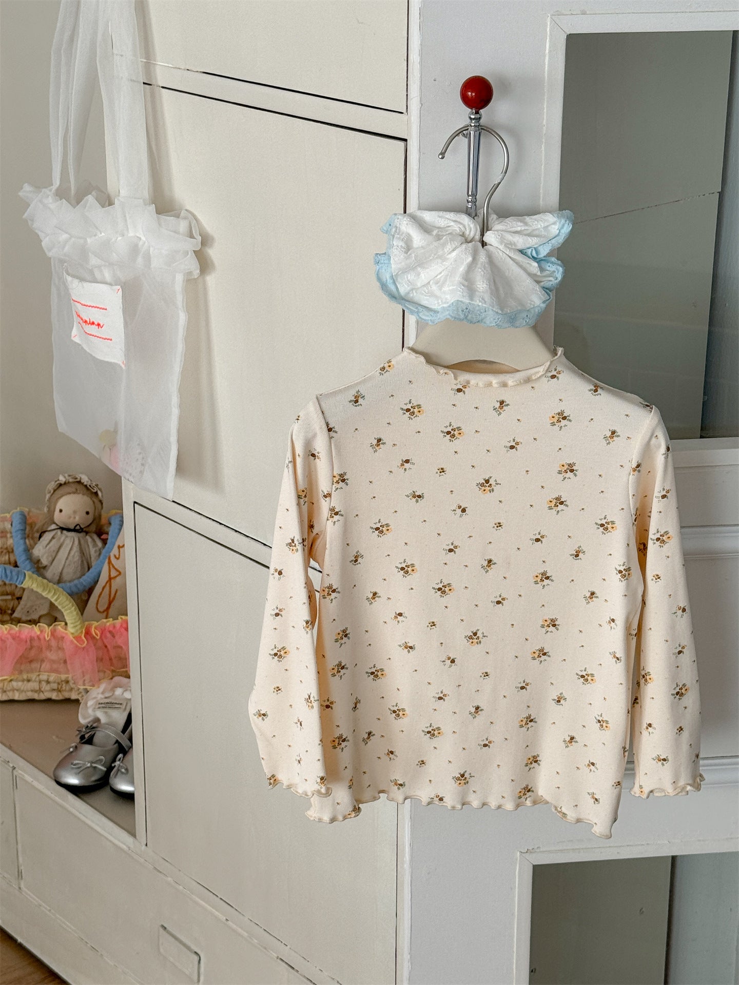 Floral Elastic Long Sleeve T 花柄 ストレッチTシャツ【mh0012286】 Laibaobao