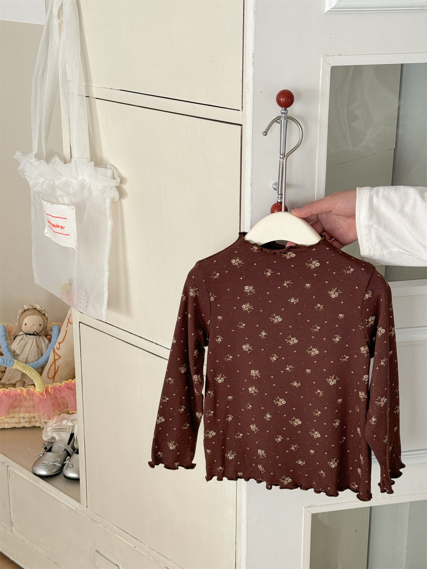 Floral Elastic Long Sleeve T 花柄 ストレッチTシャツ【mh0012286】 Laibaobao