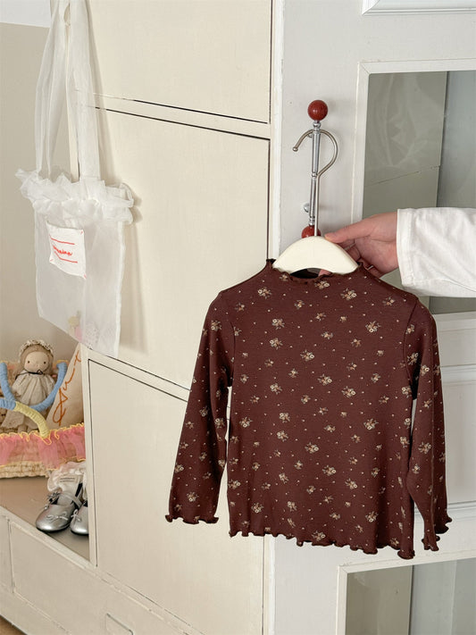 Floral Elastic Long Sleeve T 花柄 ストレッチTシャツ【mh0012286】 Laibaobao