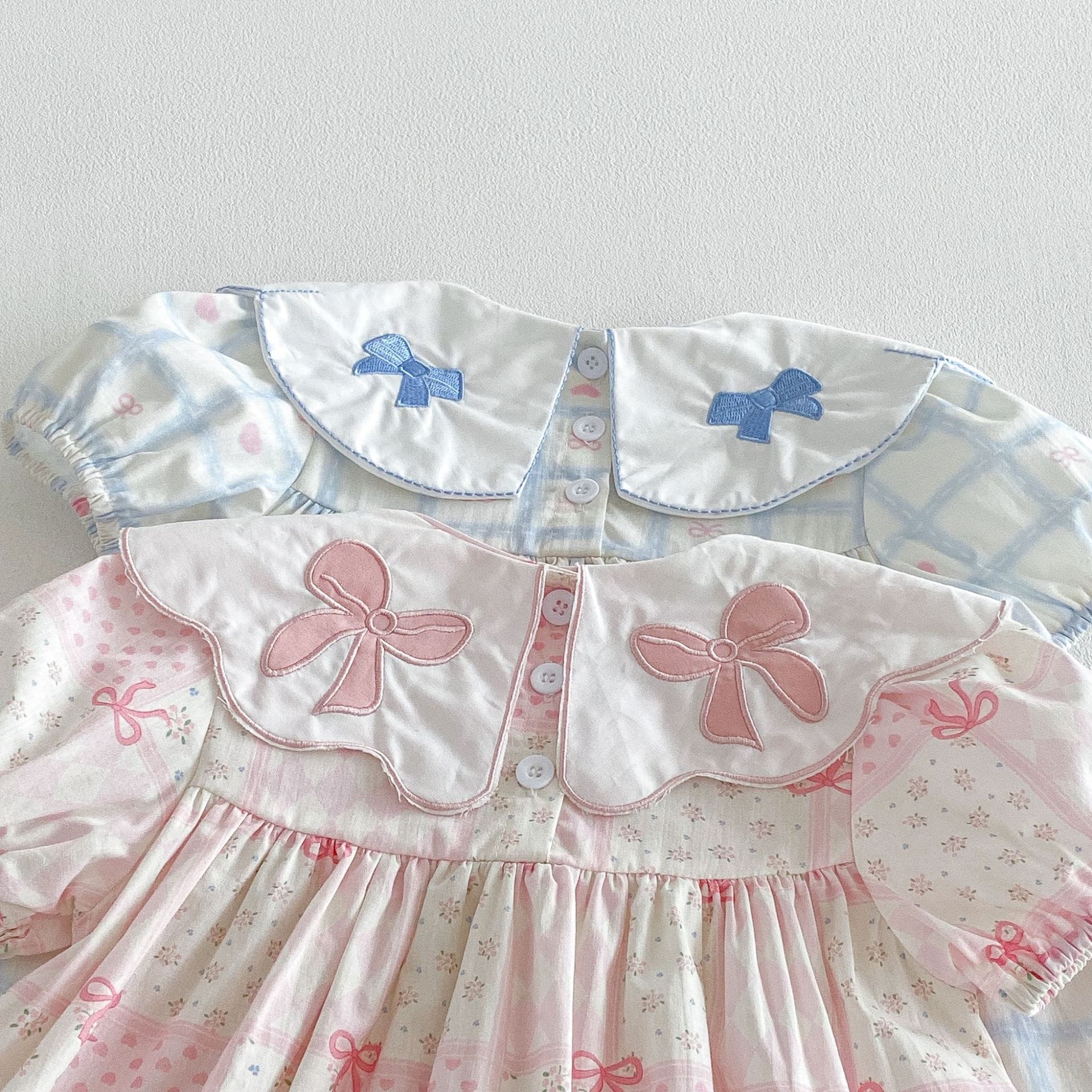 Floral Embroidered Bow Dress 花柄 刺繍襟 半袖 ワンピース【mh0012713】 angou 半袖ワンピース