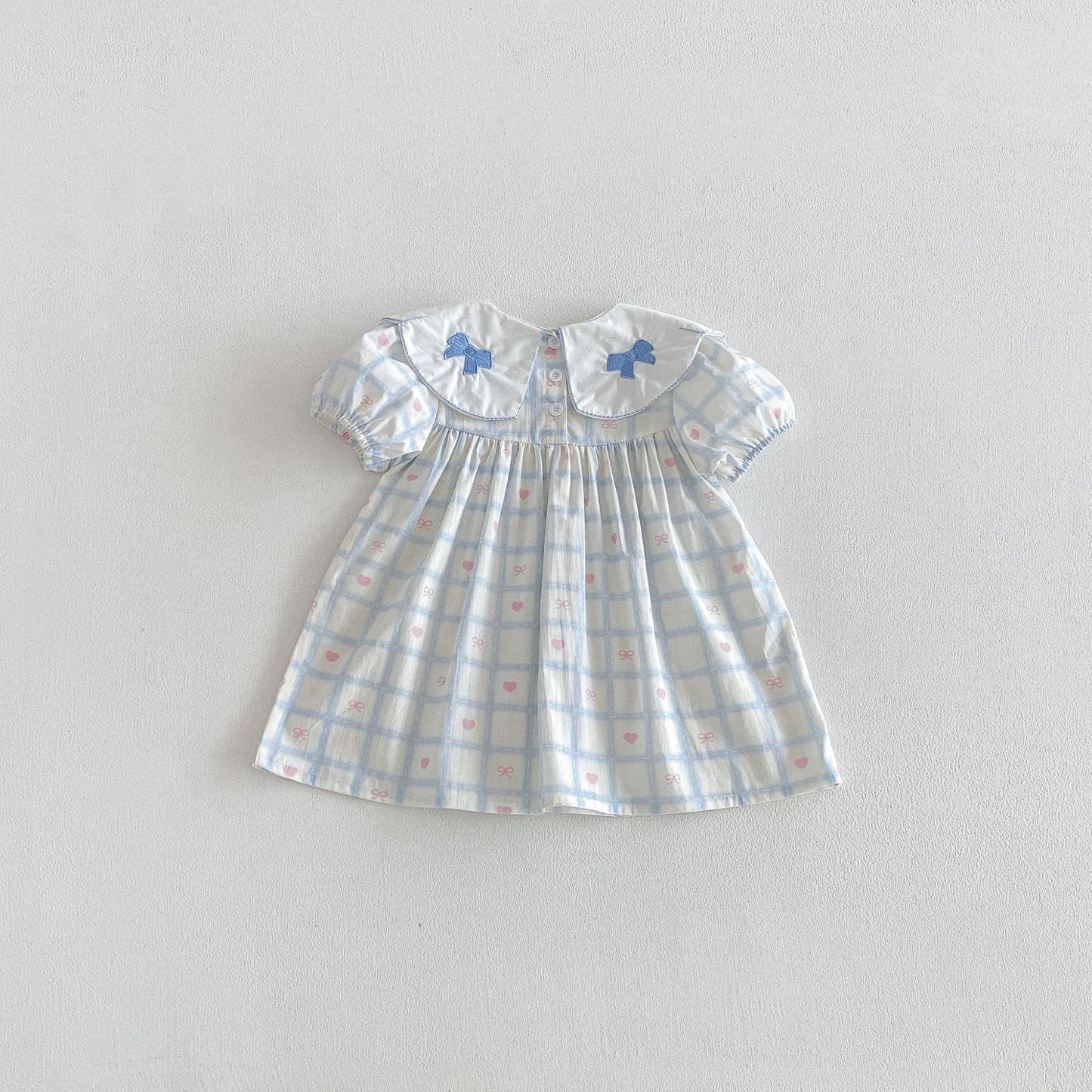 Floral Embroidered Bow Dress 花柄 刺繍襟 半袖 ワンピース【mh0012713】 angou 半袖ワンピース